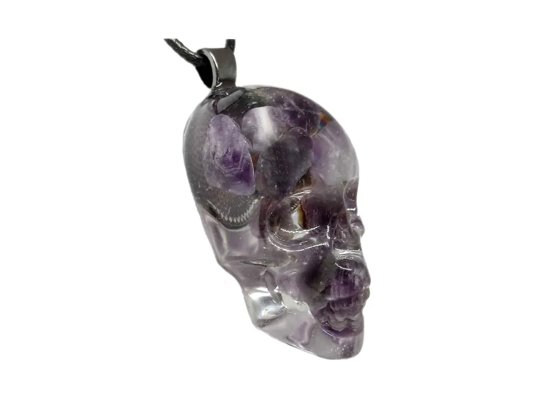 Skull Necklace Amethyst Gemstone