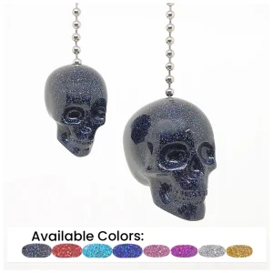 Glitter Skull Fan Pulls (Black)