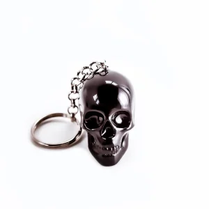 Gothic Keychain – Black Skull Keychain for Goth, Horror, Punk & Biker Fans
