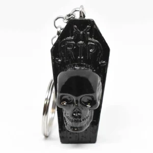 Coffin and Black Skull Keychain