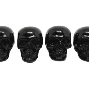 Black Skull Tire Valve Stem Caps (Set of 4)
