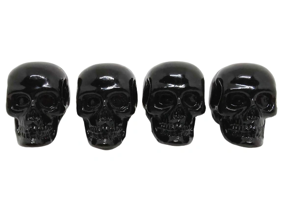 Black Skull Tire Valve Stem Caps (Set of 4)