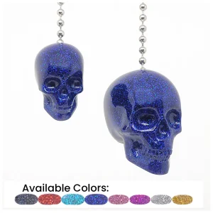 Glitter Skull Fan Pulls (Blue)