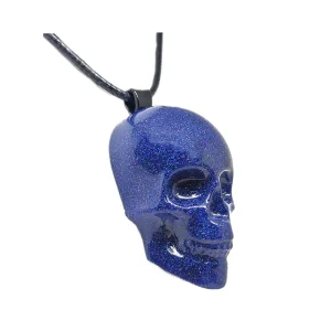 Blue Holographic (Holo) Glitter Skull Necklace