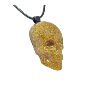 Gold Holographic (Holo) Glitter Skull Necklace