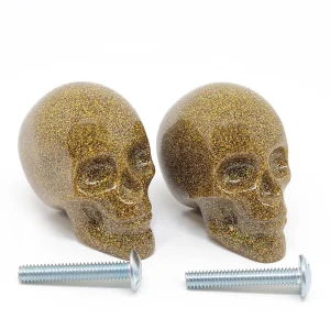 Skull Cabinet Knobs - Gold Holographic Glitter (Set of 2)