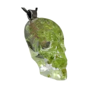 Skull Necklace Peridot Gemstone