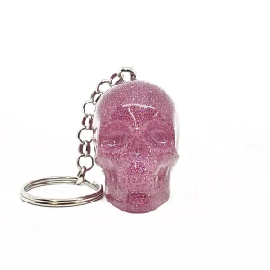 Cute Skull Keychain - Pink Glitter Skull Keychain for Trendy Looks