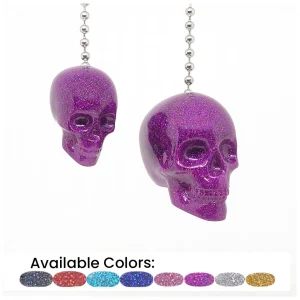 Glitter Skull Fan Pulls (Purple)