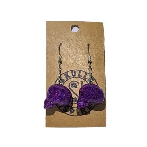 Glitter Skull Earrings (Purple)