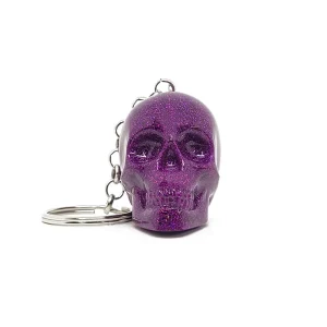 Glam Skull Keychain | Purple Glitter Skull Keychain – Bold & Mystical Gothic Style