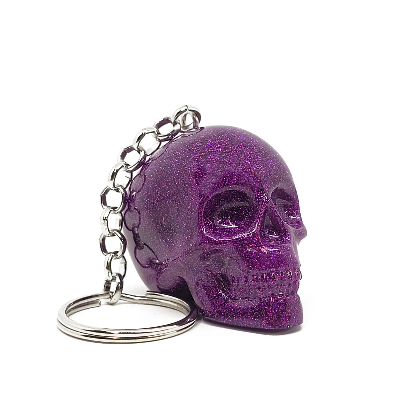 Glam Skull Keychain | Purple Glitter Skull Keychain – Bold & Mystical Gothic Style - Image 3