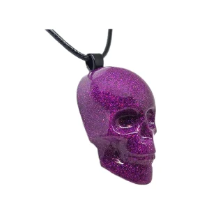 Purple Holographic (Holo) Glitter Skull Necklace