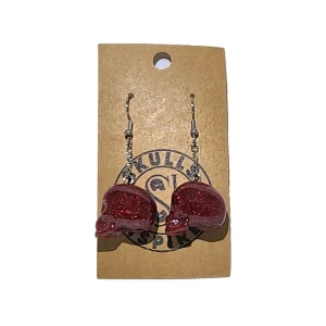 Glitter Skull Earrings (Red)