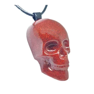 Red Holographic (Holo) Glitter Skull Necklace