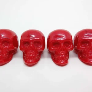 Red Skull Tire Valve Stem Caps (Set of 4)