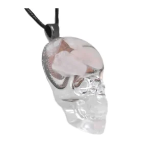 Skull Necklace Rose Quartz Gemstone