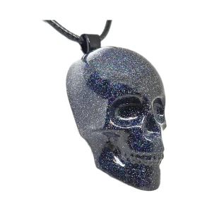 Black Holographic (Holo) Glitter Skull Necklace