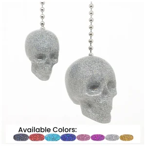 Glitter Skull Fan Pulls (Silver)
