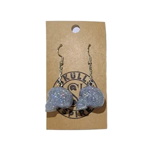 Glitter Skull Earrings (Silver)