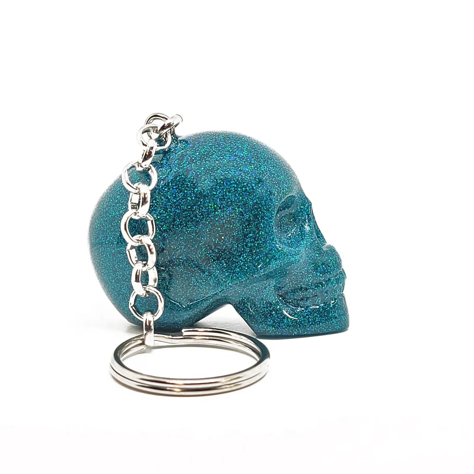 Boho Skull Keychain Teal - Turquoise, Unique, Charming Skull Keychain For Women - Image 3