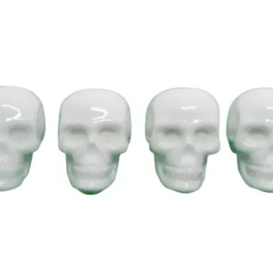 White Skull Tire Valve Stem Caps (Set of 4)